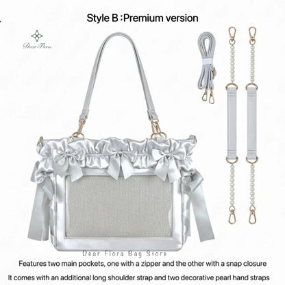 Y2K Bow Satin Crossbody Tote Bag