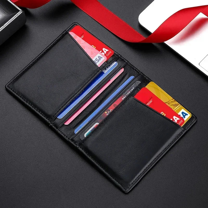 100% Genuine Leather Mini Credit Card Holder Wallet
