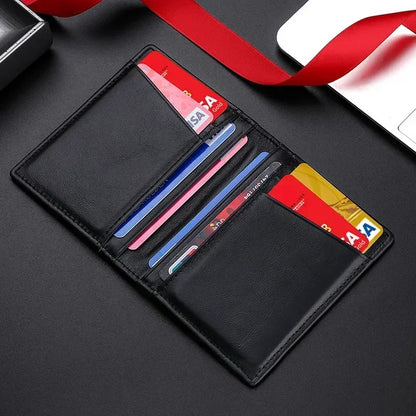 100% Genuine Leather Mini Credit Card Holder Wallet