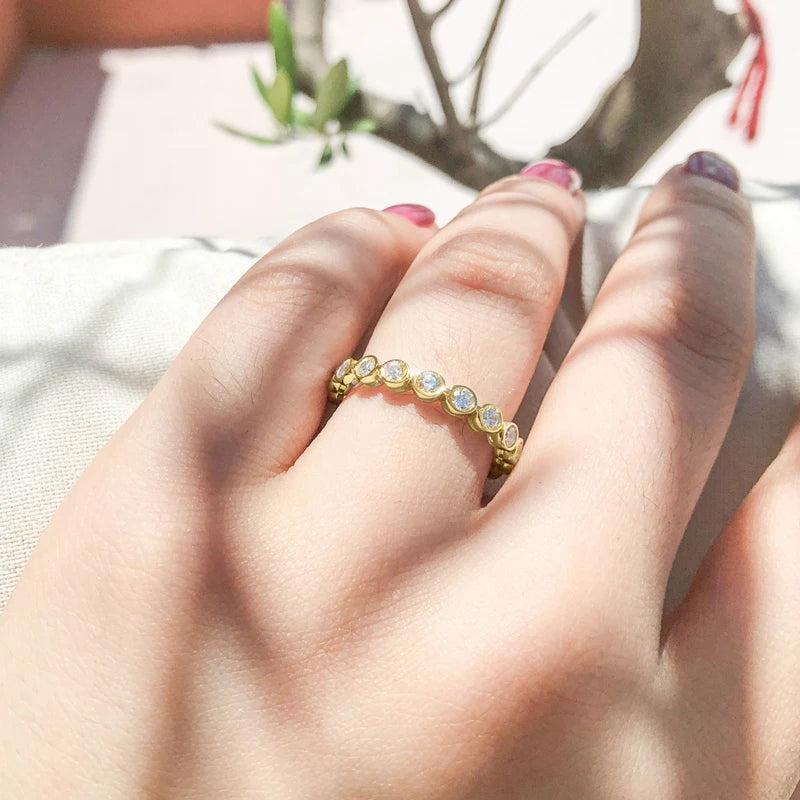 925 Sterling Silver Full Eternity Moissanite Ring
