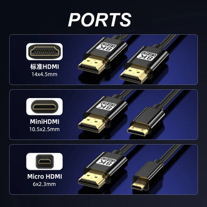 8K HDMI 2.1 Coiled Mini & Micro HDMI Cable