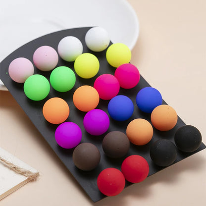 12Pairs 12mm Cute Colorful Acrylic Round Beads Stud Earrings