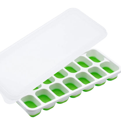 14-Grid Silicone Ice Cube Tray with Lid