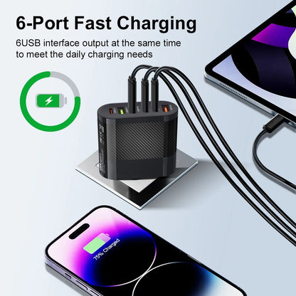 Fast Charging 65W Type C PD QC3.0 Phone Adapter For iPhone Xiaomi Huawei Samsung