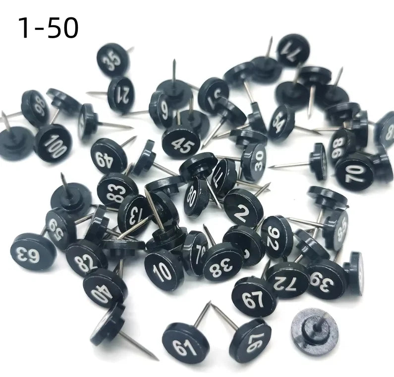 Numbered Round Push Pins for Bulletin Boards