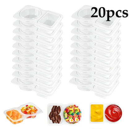 Dual Compartment Condiment Containers with Lids