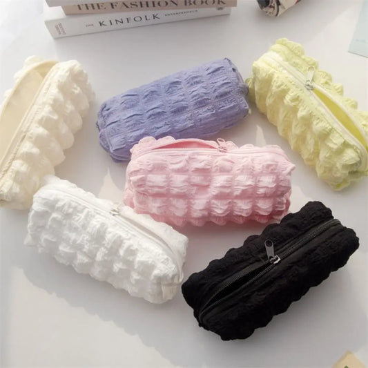 Cute Puffs Fabric Pencil Case with Large Capacity
