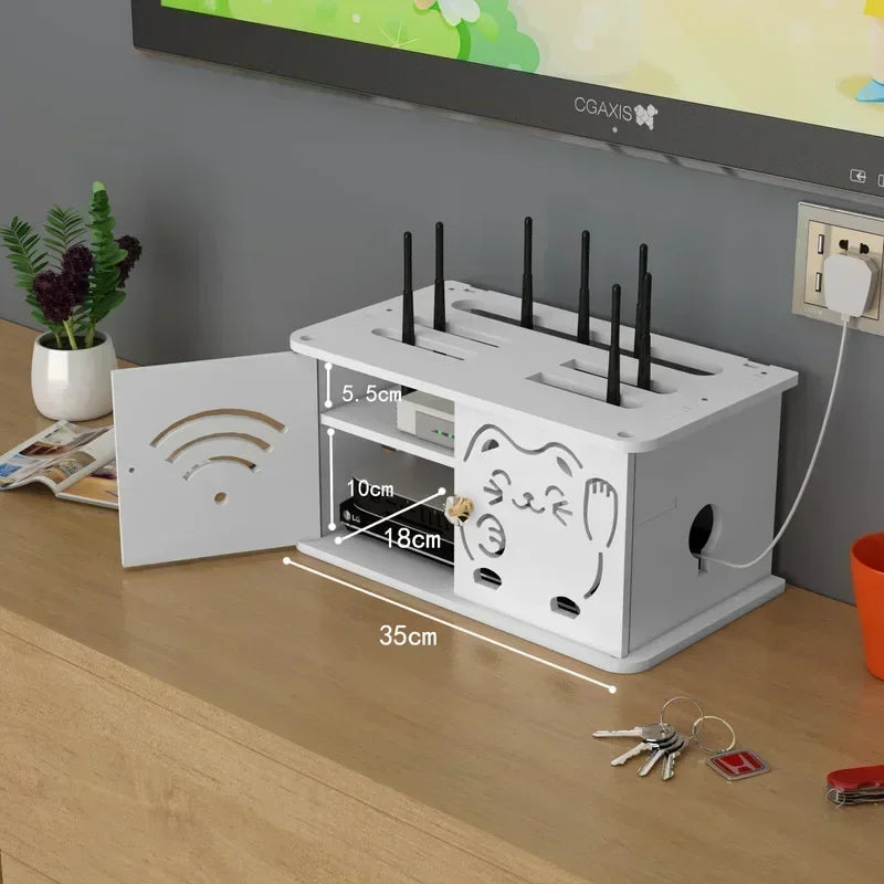 Wall Mounted WiFi Router & Cable Organizer Shelf