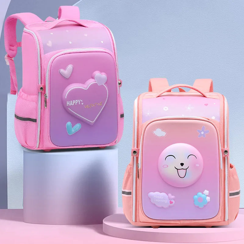 Girls Cartoon Heart School Backpack