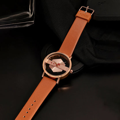 Men's Minimalist Leather Quartz Watchmen watch, minimalist watch, leather strap watch, quartz watch, casual watch, fashion accessories, skeleton style watch, business casual watch, wristwatch
