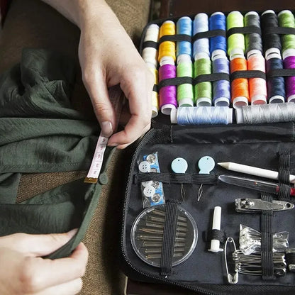 Portable Sewing Kit with Threads & Tools