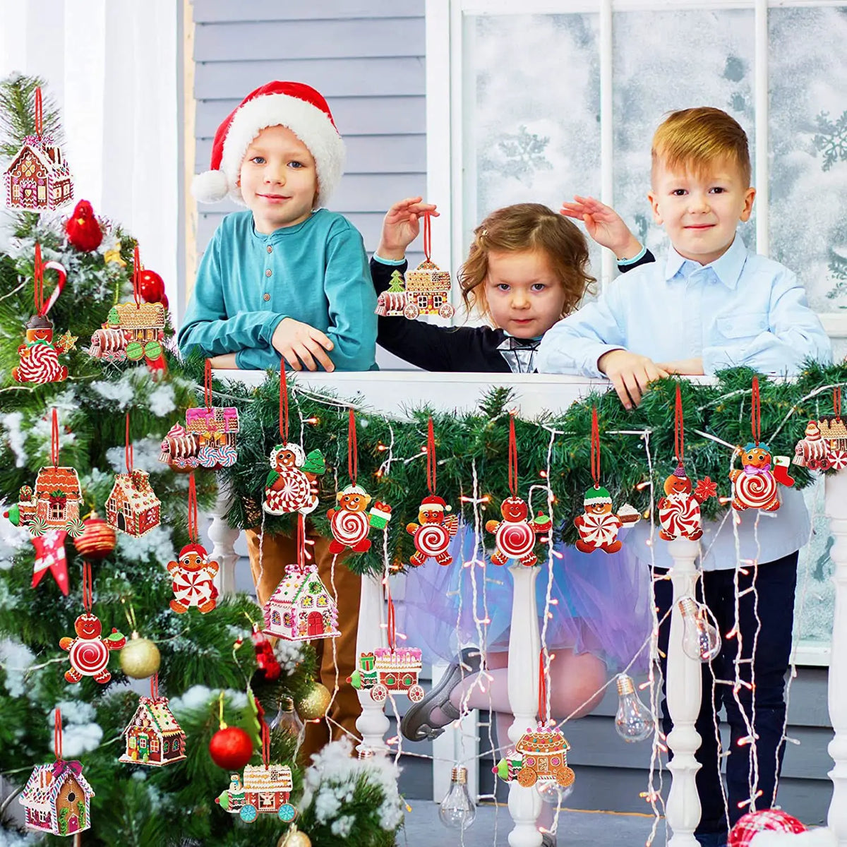 Painted Wooden Christmas House Ornament