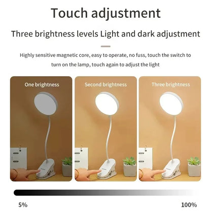 Rechargeable LED Desk Lamp with Folding Clamp
