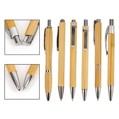 Bamboo Retractable Ballpoint Pen Set