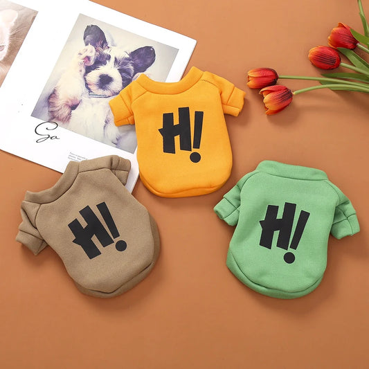 Cartoon Letter Dog Sweater – Warm Pet Shirt for Autumn & Winter