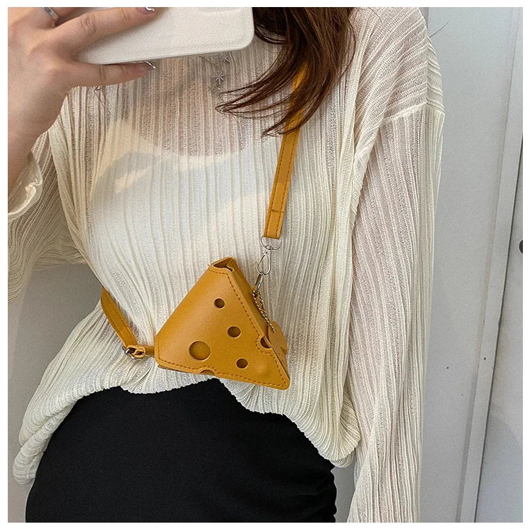 Cheese-Shaped Mini Crossbody Bag for Women