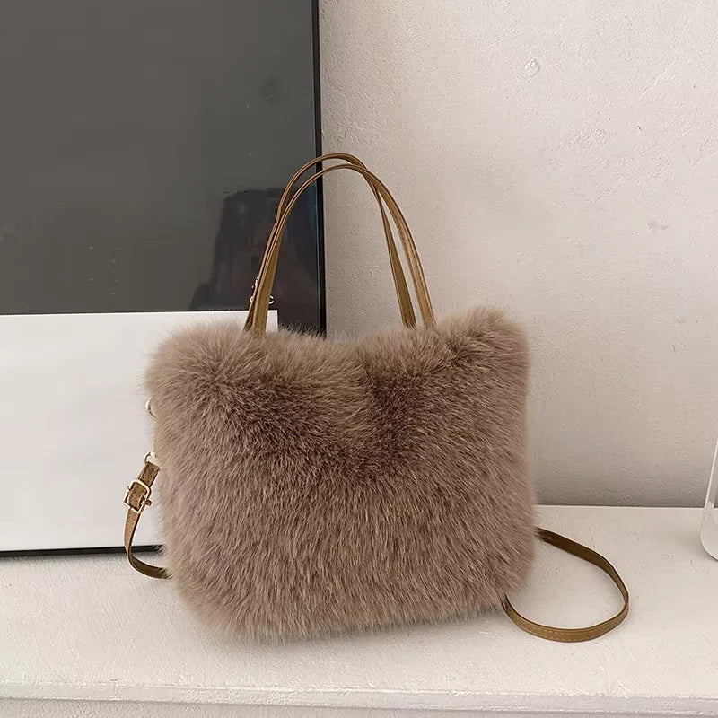 Luxury Plush Faux Fur Shoulder & Crossbody Handbag