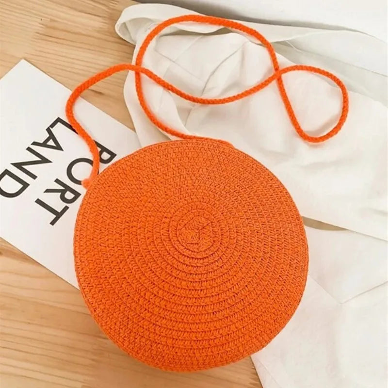 Round Straw Crossbody Bag