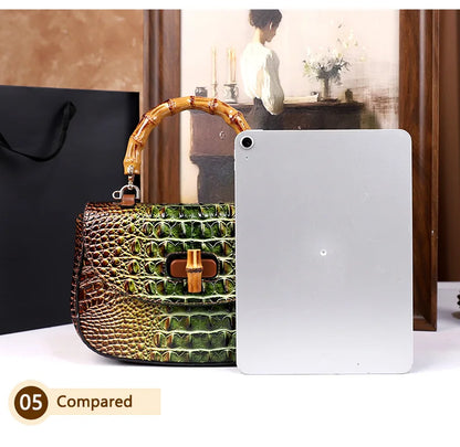Crocodile Pattern Top Handle Handbag