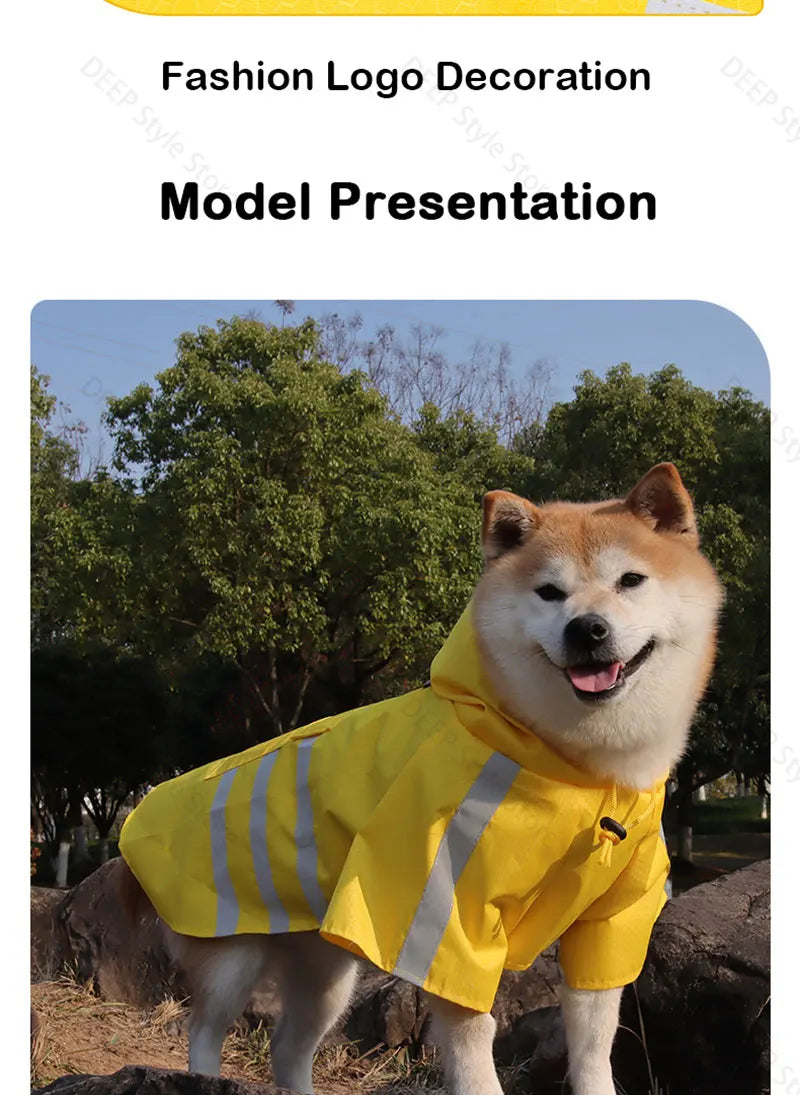 Waterproof Reflective Hooded Dog Raincoat