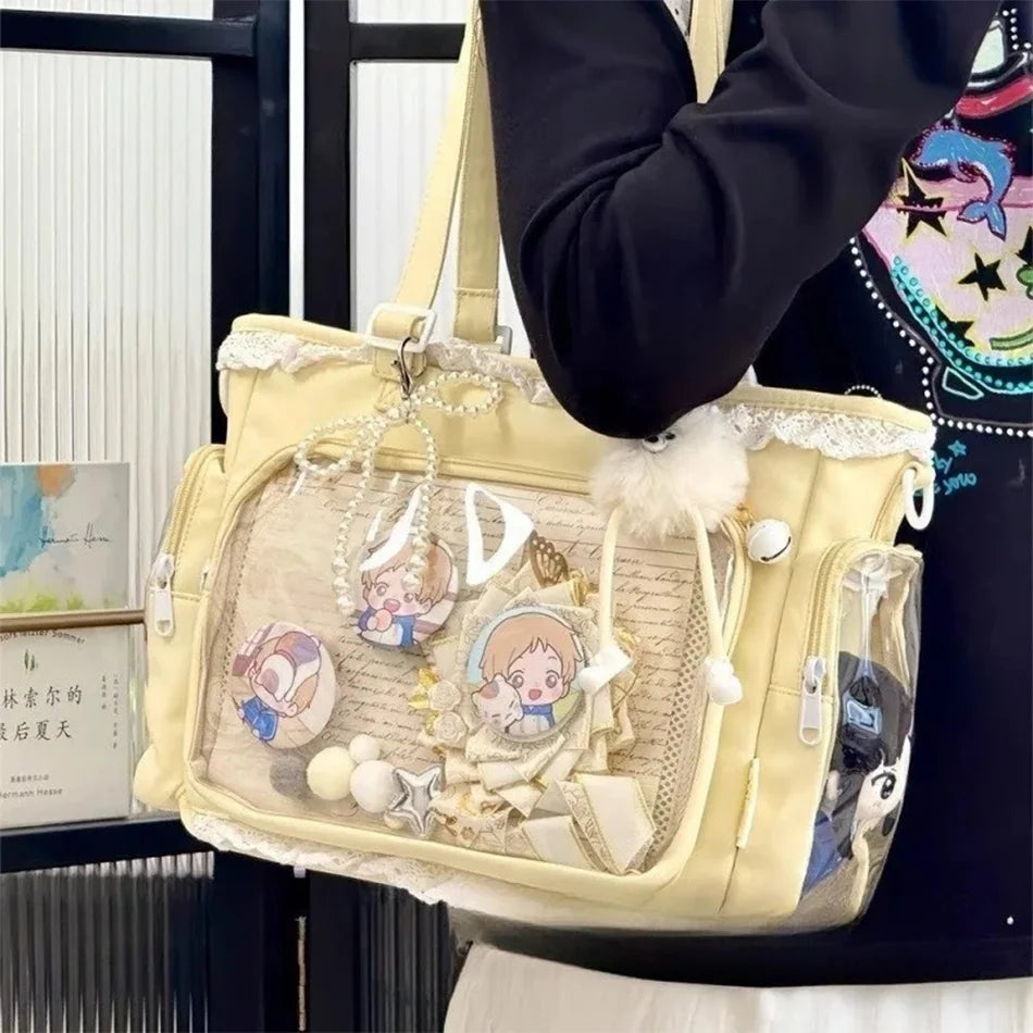 Large Canvas Ita Crossbody Tote Bag