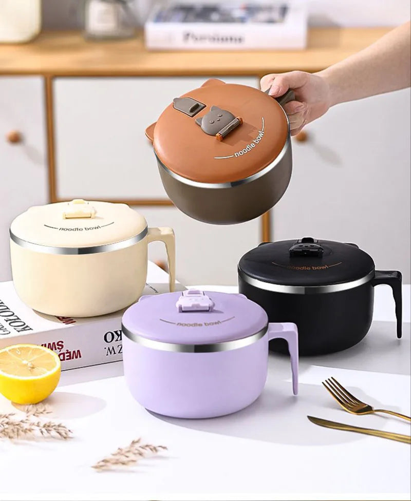 304 Stainless Steel Instant Noodle Bowl with Lid