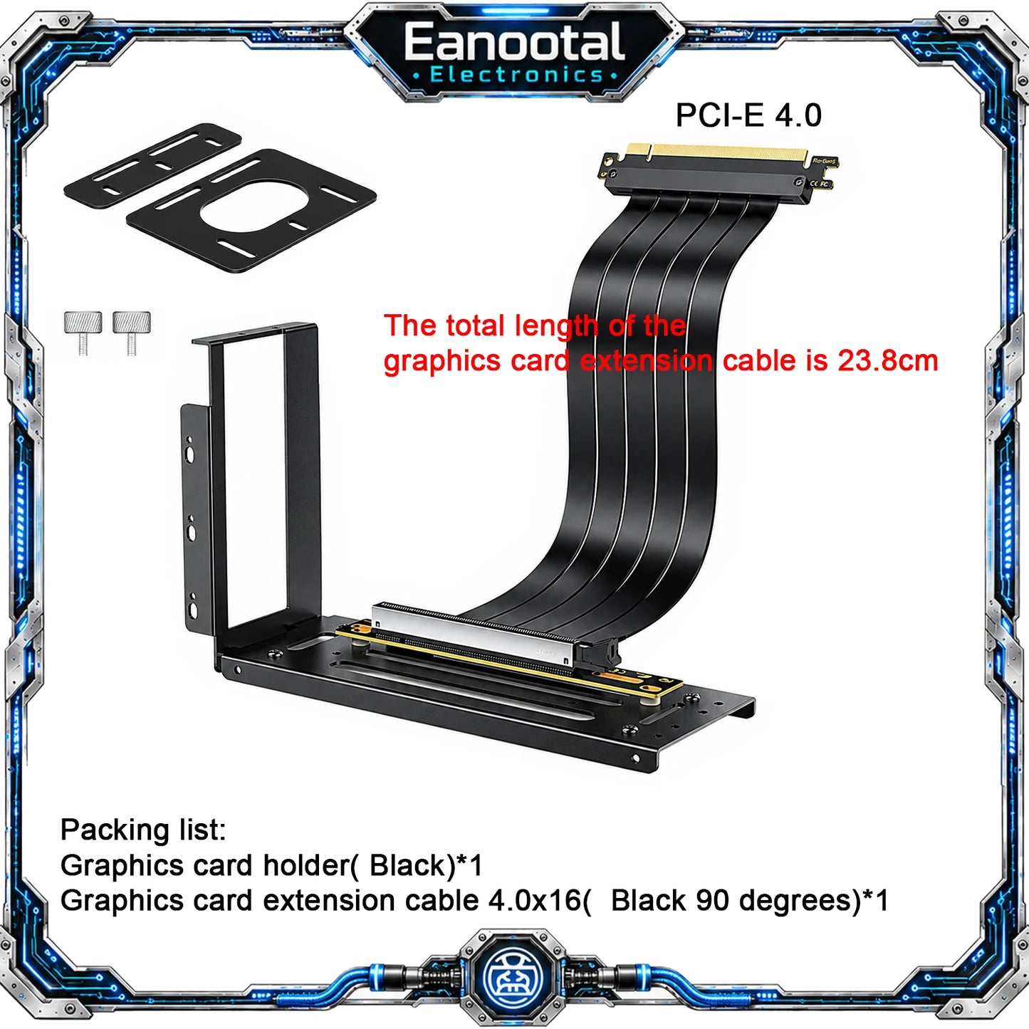 Vertical GPU Mount Bracket with PCIe x16 Riser Cable