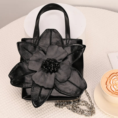 3D Floral PU Leather Bucket Handbag