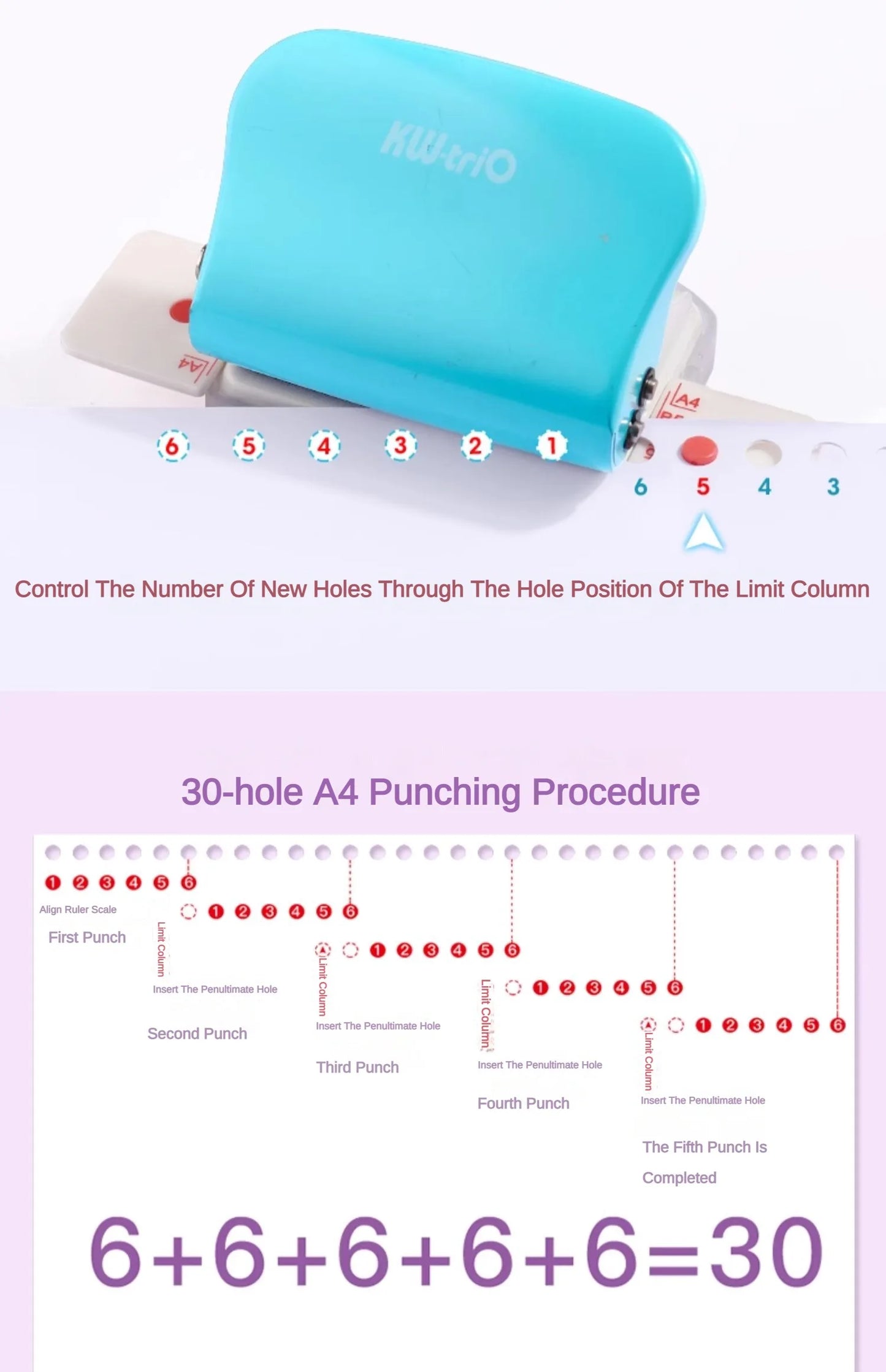 Adjustable 6-Hole Planner Paper Punch