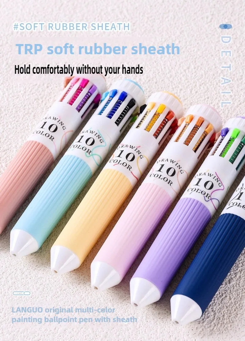 0.8mm Soft Grip Multi-Colour Ballpoint Pen for Drawing & Writing