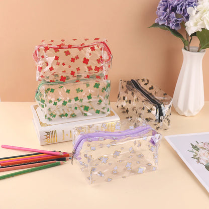 Clear Glitter Four Leaf Clover Pencil Case