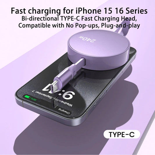 240W Retractable USB-C to USB-C Fast Charging Cable