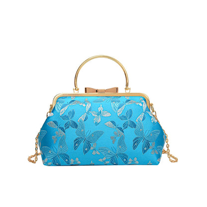 Vintage Embroidered Chain Clutch Handbag