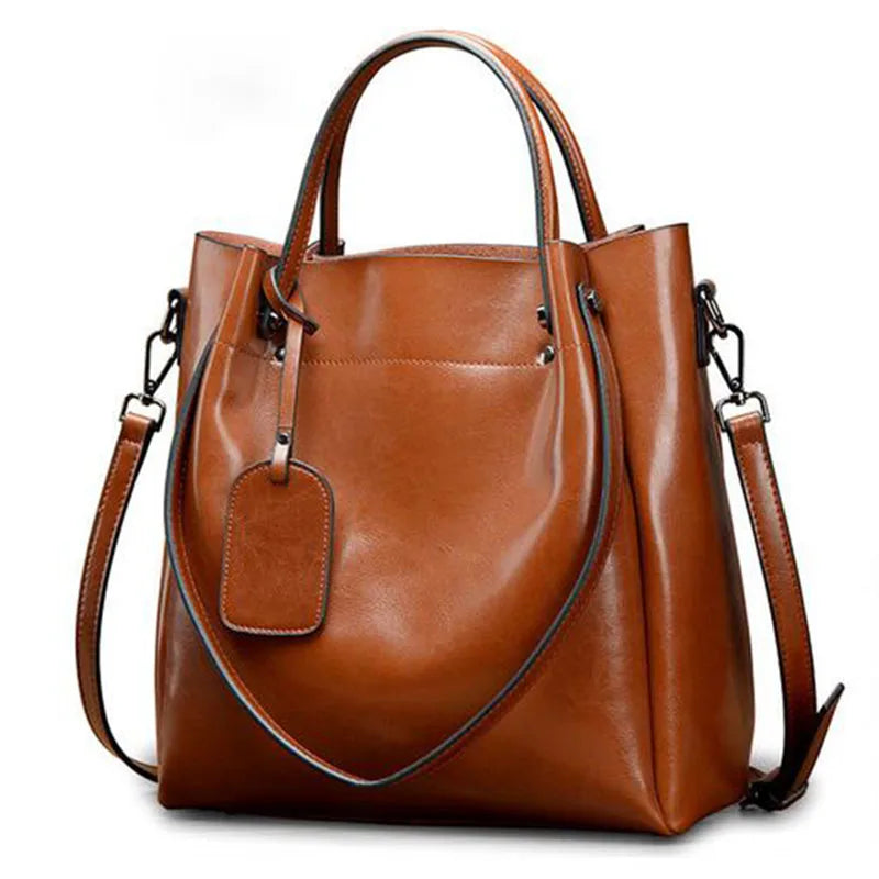 Genuine Leather Women’s Bucket Handbag