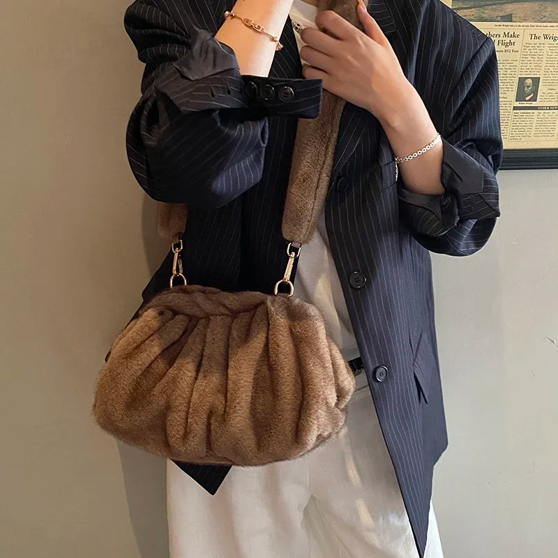 Women’s Faux Fur Cloud Shoulder Bag