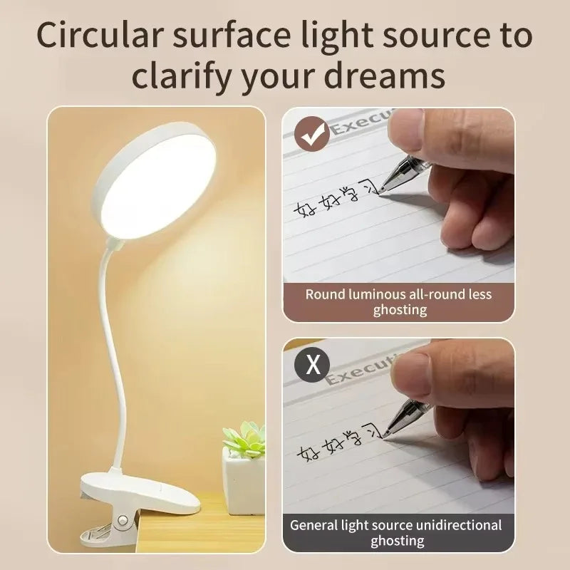 Rechargeable LED Desk Lamp with Folding Clamp