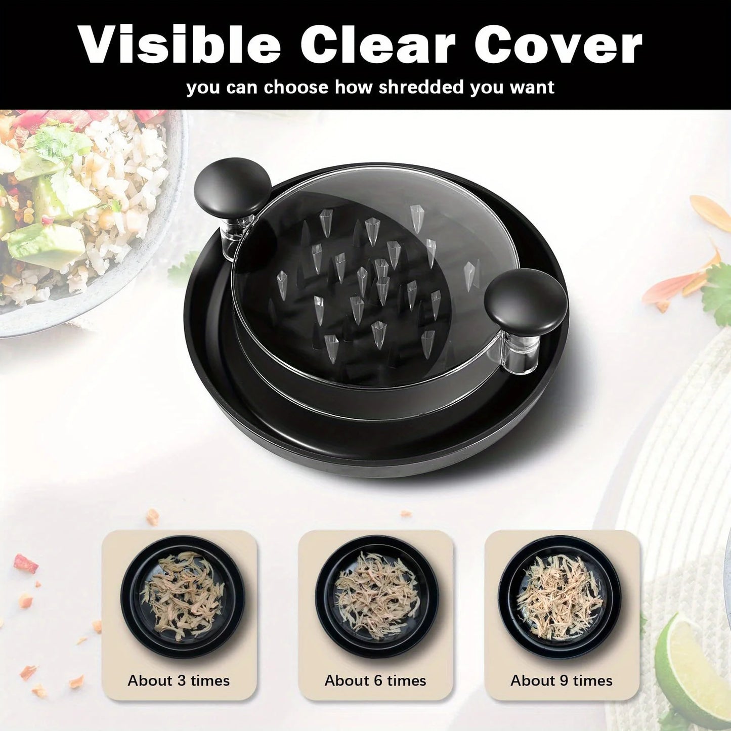 Upgraded Rotating Chicken Shredder with Transparent Lid