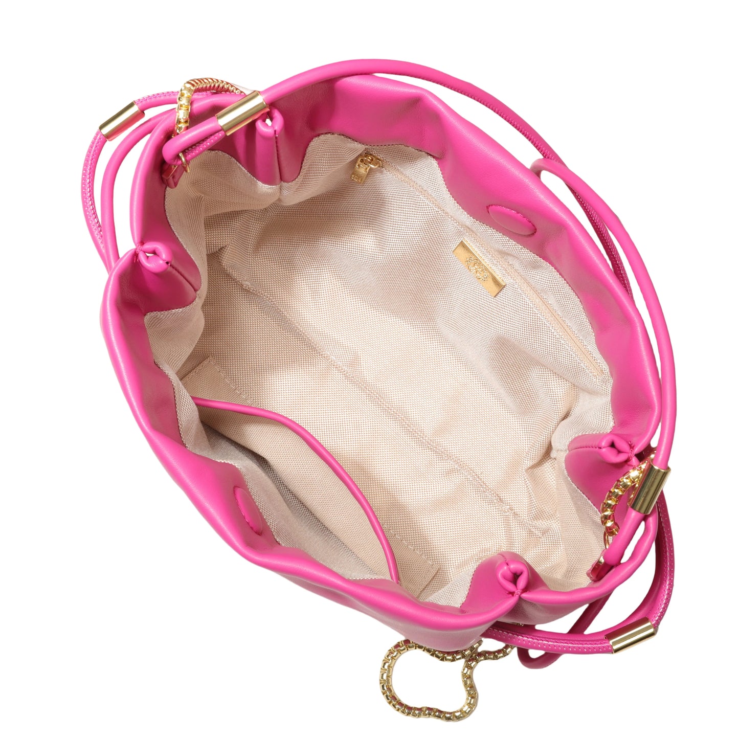 CH Drawstring Bucket Bag – PU Leather Gold Chain Handbag