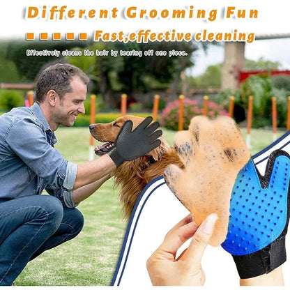 2-in-1 Pet Grooming Glove & De-Shedding Brush