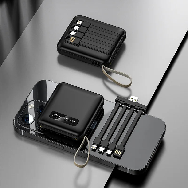 20000mAh Portable Power Bank with Built-in Cables
