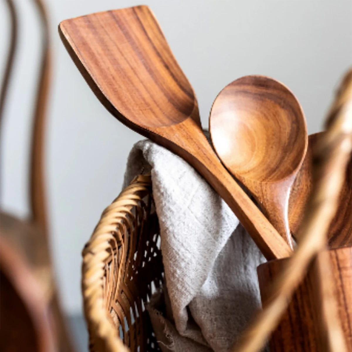 Wooden Kitchen Utensil Set with Storage Holder