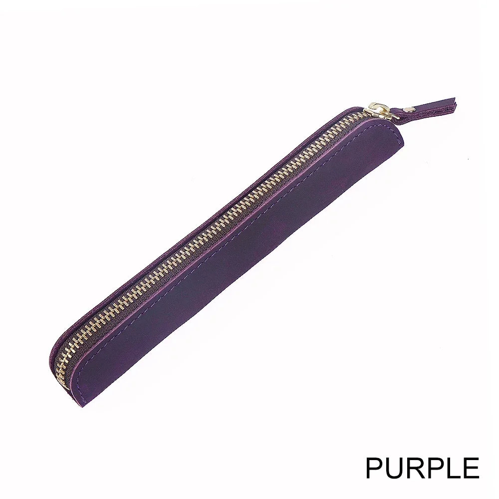 Vintage Genuine Leather Pencil Case