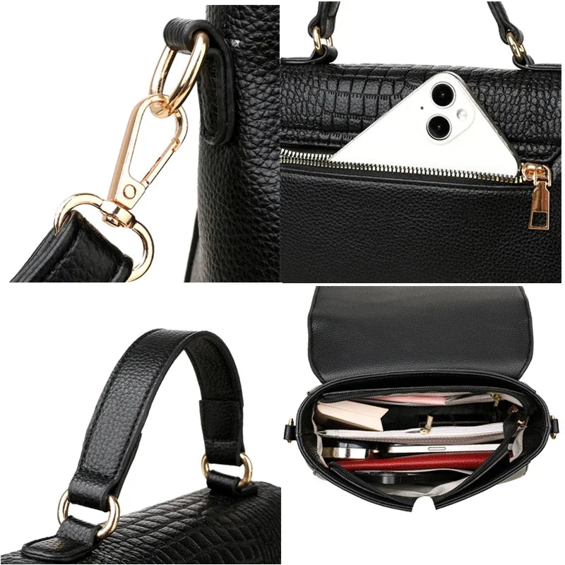Large Capacity Leather Crossbody Handbag for Women