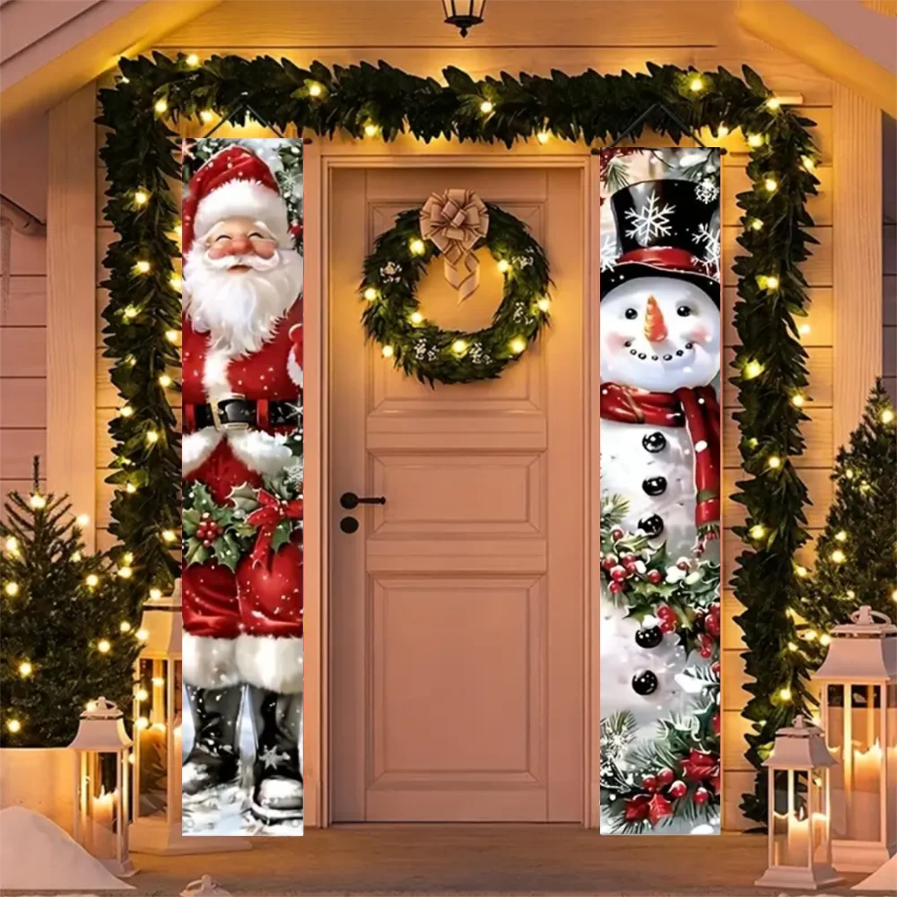 Santa & Snowman Christmas Door Banner