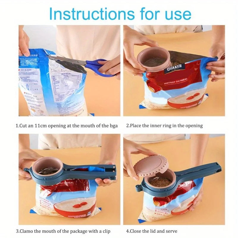 Food Storage Bag Sealing Clip with Pour Spout