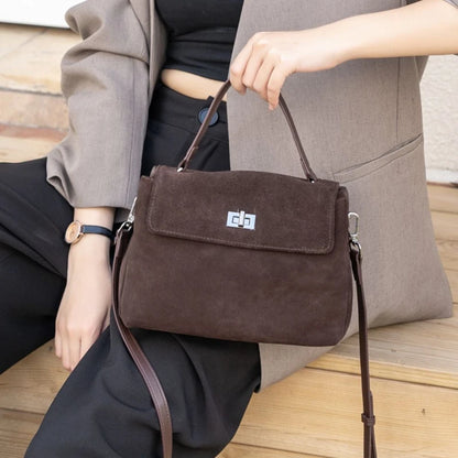 Women’s Suede Leather Flap Shoulder & Crossbody Bag