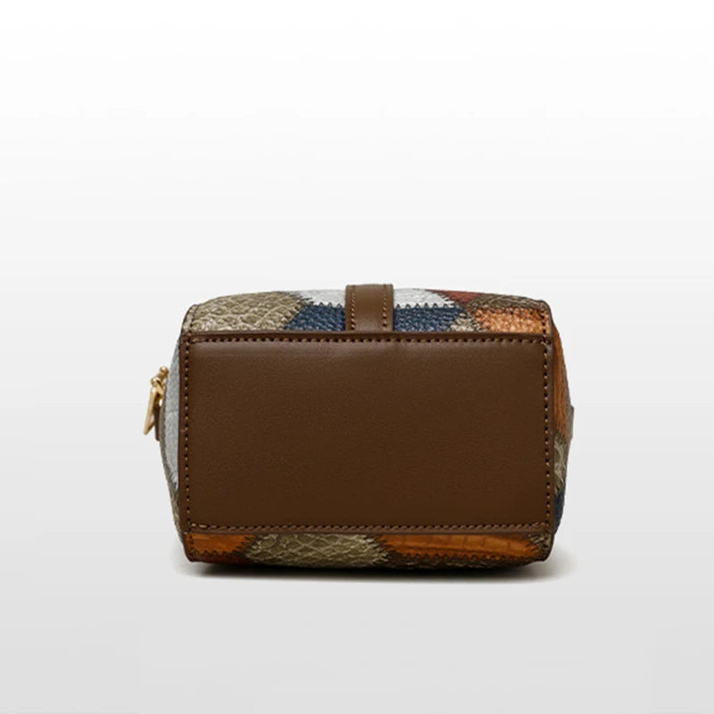 Vintage Patchwork Shoulder Bag with Zipper Closure