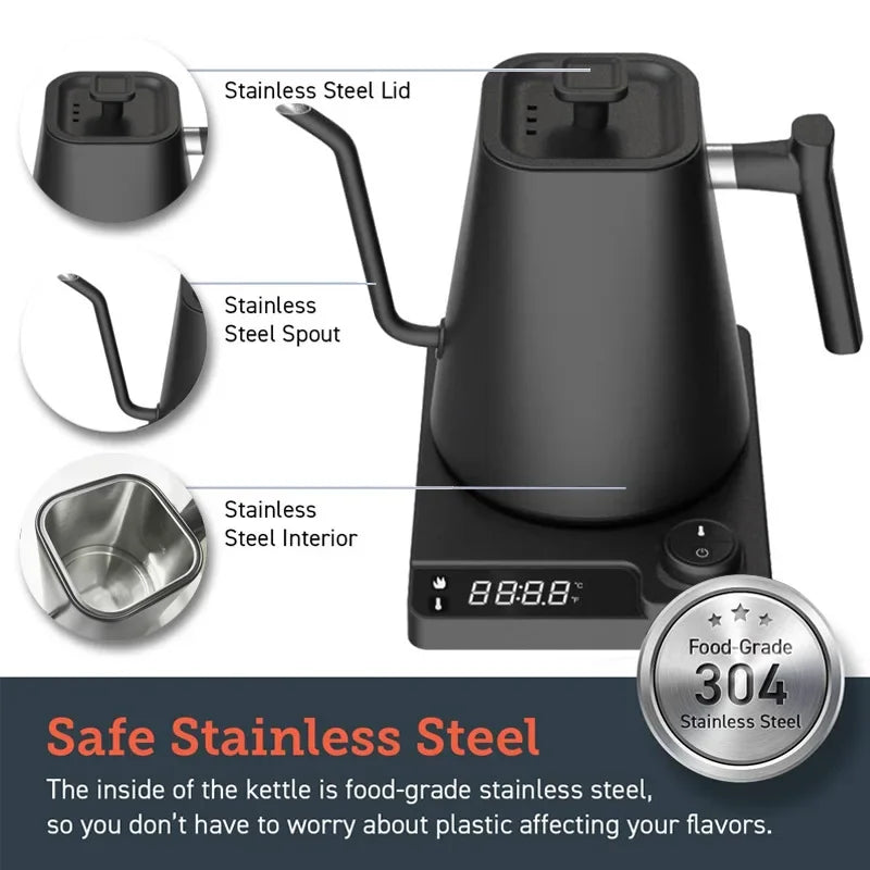 Stainless Steel Variable Temperature Gooseneck Coffee & Tea Kettle