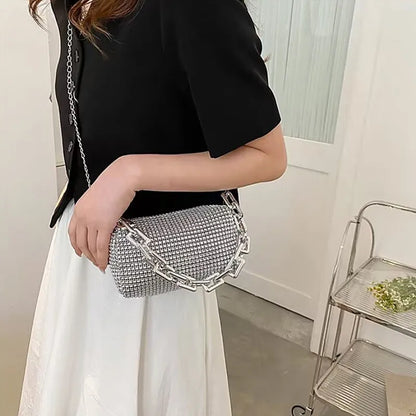 Rhinestone Chain Evening Crossbody Bag