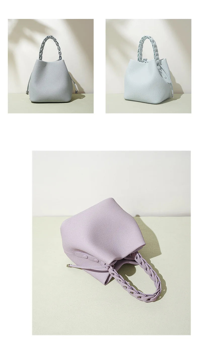 Genuine Leather Bucket Shoulder Bag
